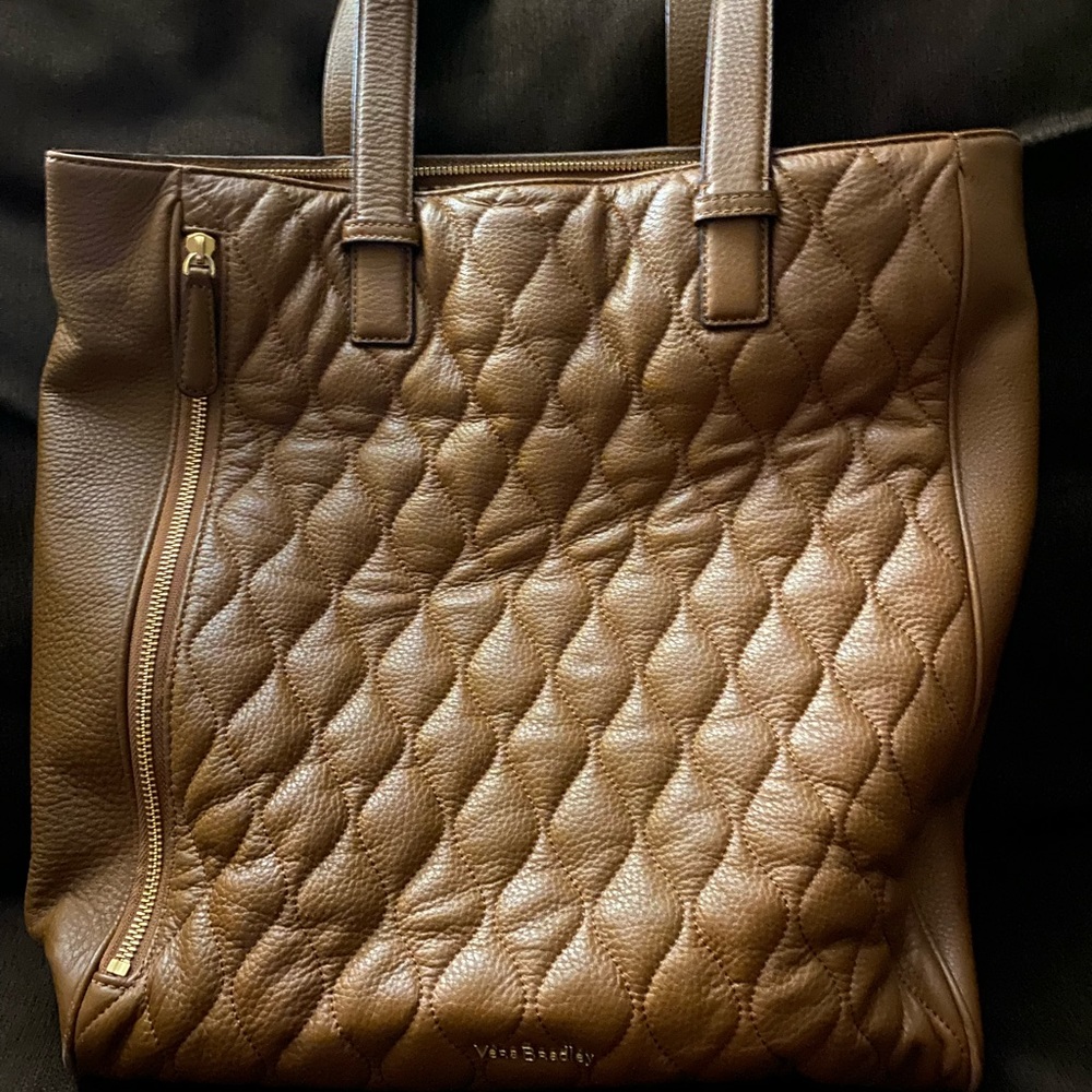 Vera Bradley Quilted Leah Tote in cognac